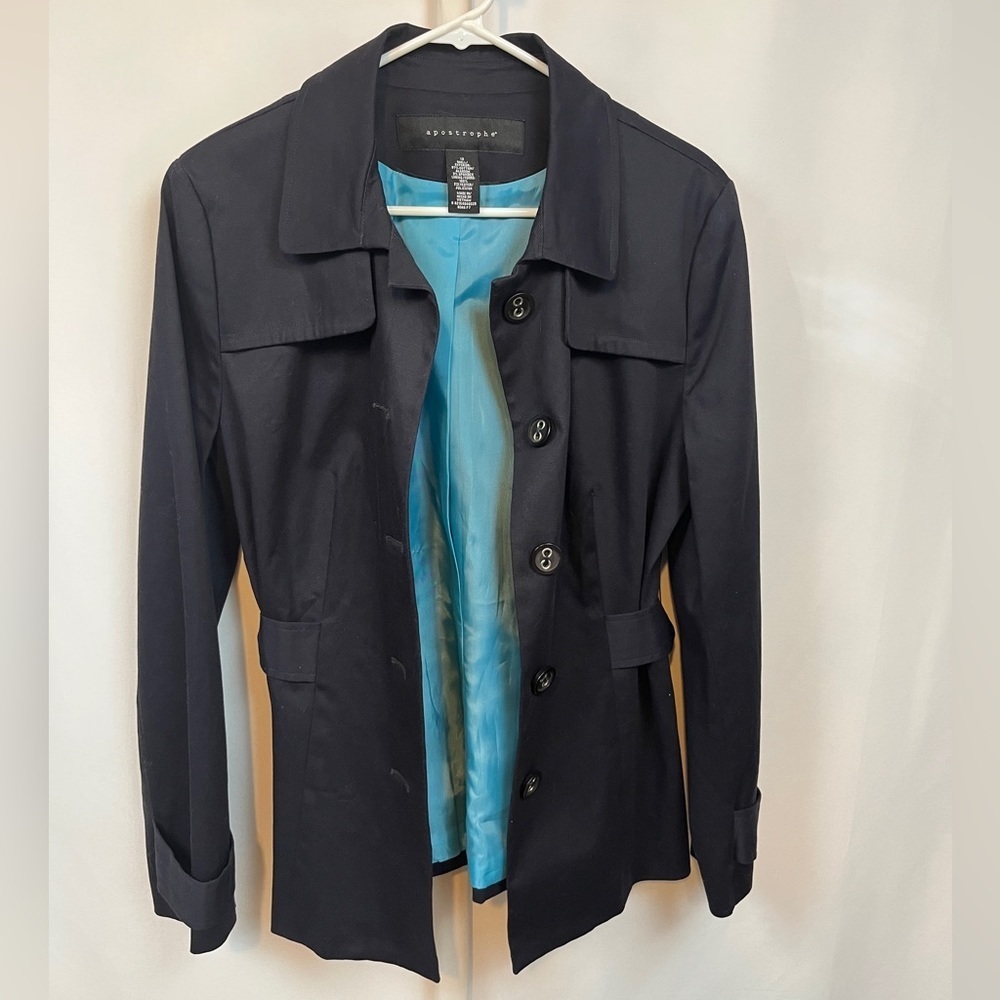 Apostrophe Blue Button Down Coat with Lining Size 12 - Picture 2 of 9